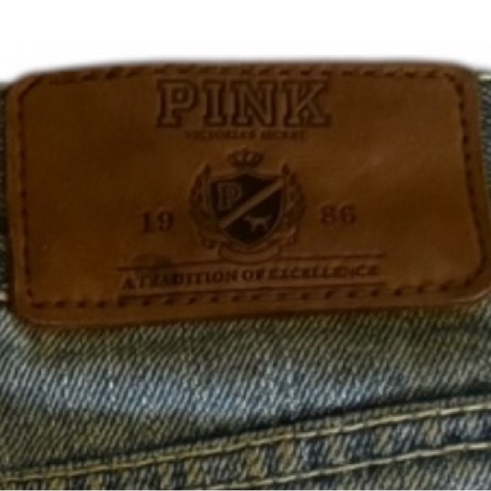 NWOT size 0 Vintage PINK Victoria's Secret Distressed Denim Extra Mini Skirt - Picture 8 of 8